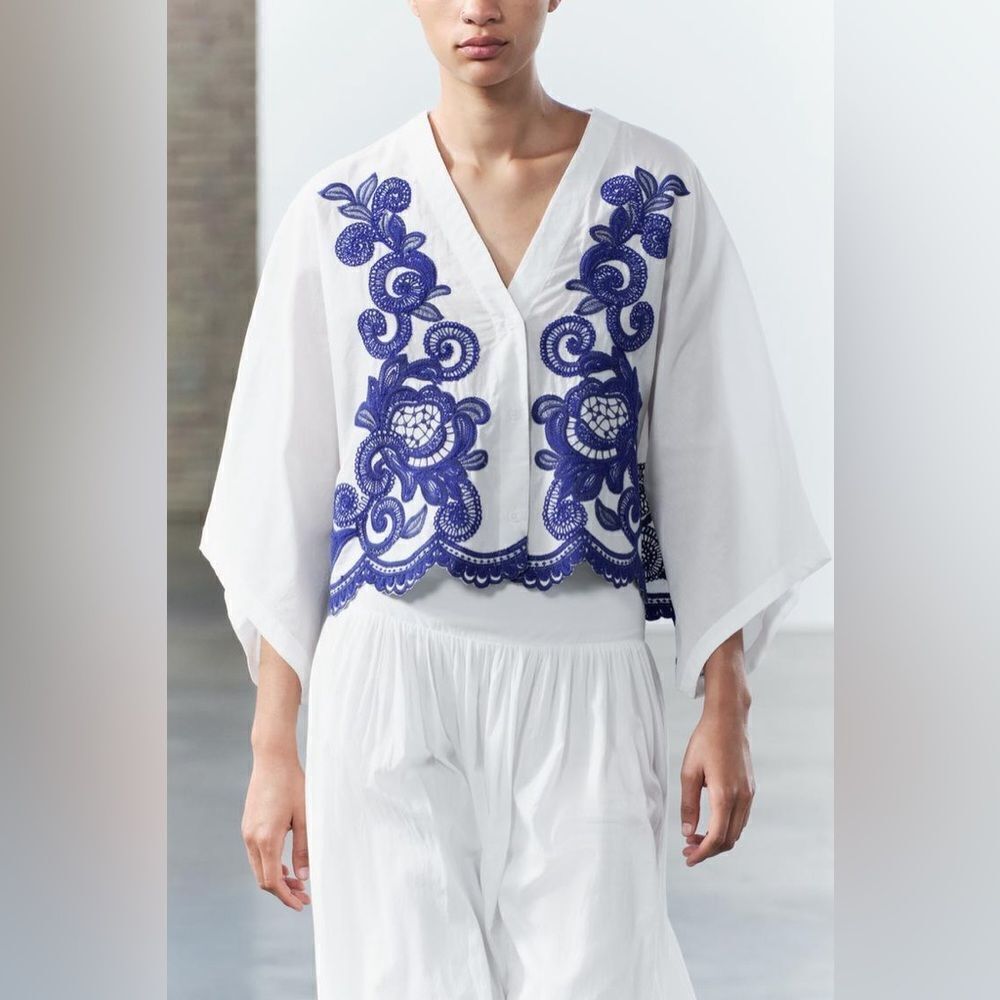 Zara Co-Ord Set Embroidered Blouse And Skirt - Picture 15 of 15